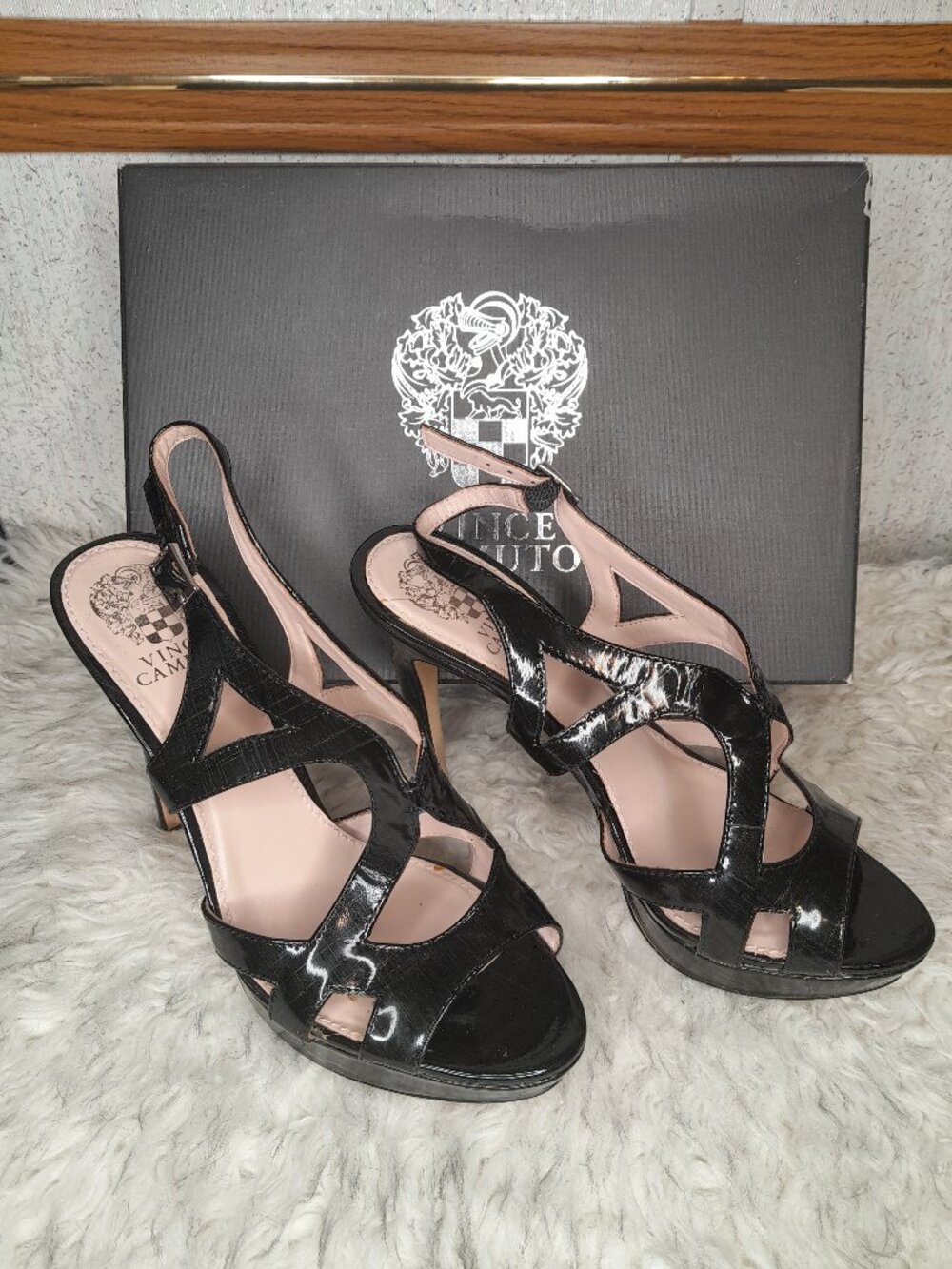 Vince Camuto Jessore Patent Leather Slingback Strappy Heels Women's Size 9 M